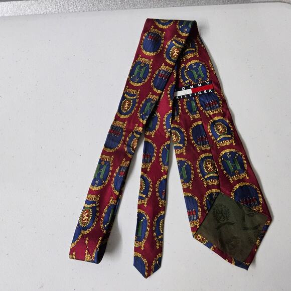 Tommy Hilfiger Men's Tie 100% Italian Silk Crest‎ Shield Linon H - Picture 7 of 7
